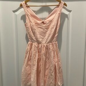 Pink Sleeveless Eyelet Dress